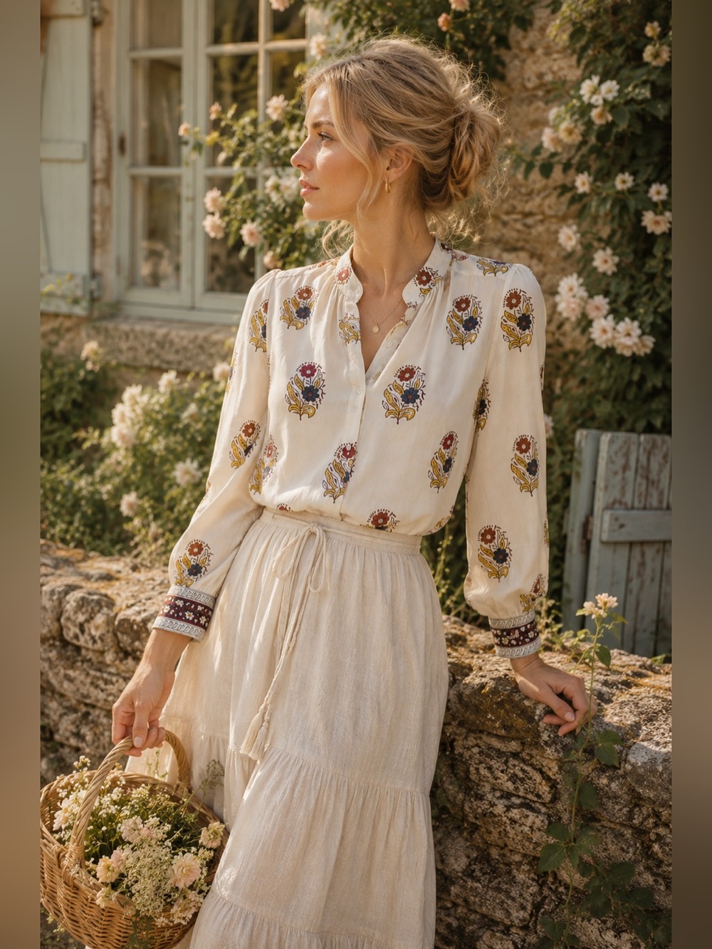Tahari Floral Print Blouse | French Countryside Cottagecore Feminine Romantic XS